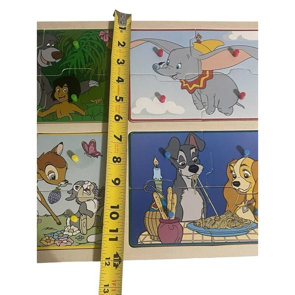 Melissa & Doug Disney Wooden Peg Puzzle Jungle Book Lady Tramp Bambi Dumbo RARE